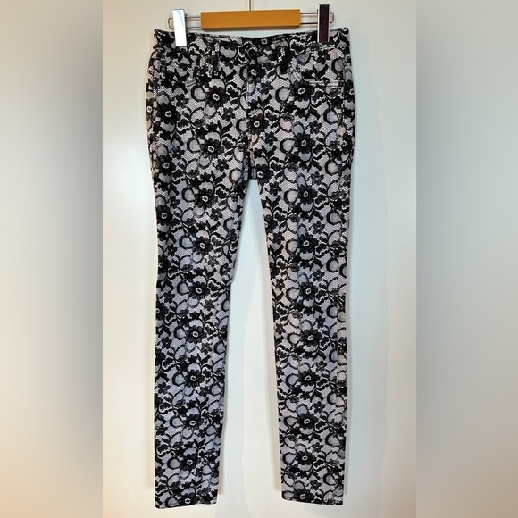 AG Adriano Goldschmied The Legging Super Skinny Lace Print Pants Size 27R - Picture 1 of 9